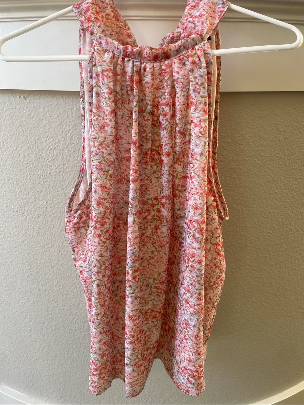 1.STATE Pink Floral Halter Blouse